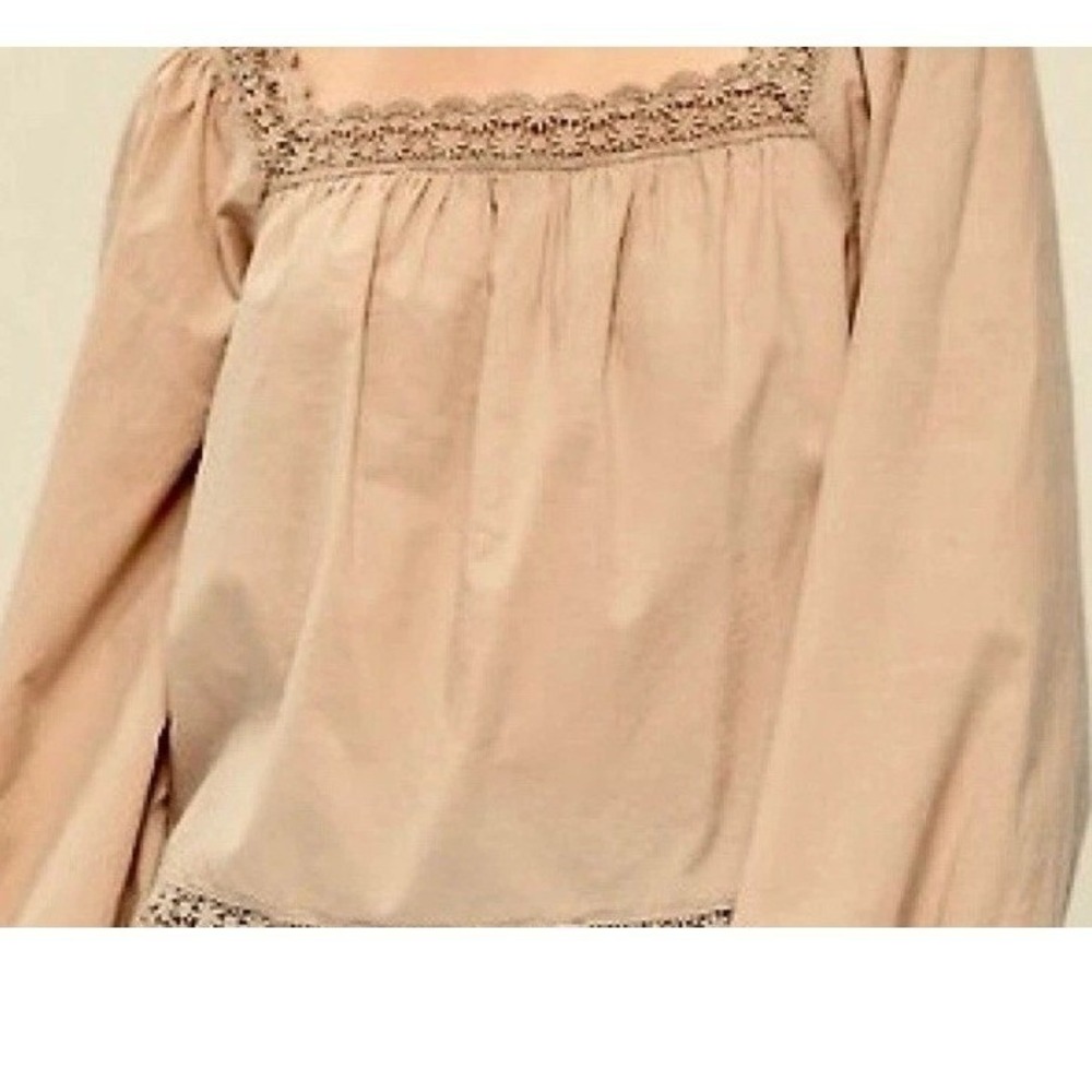 a.n.a A New‎ Approach Eyelet Lace Blouse 2X Spiced Beige Square Neck Boho NWT